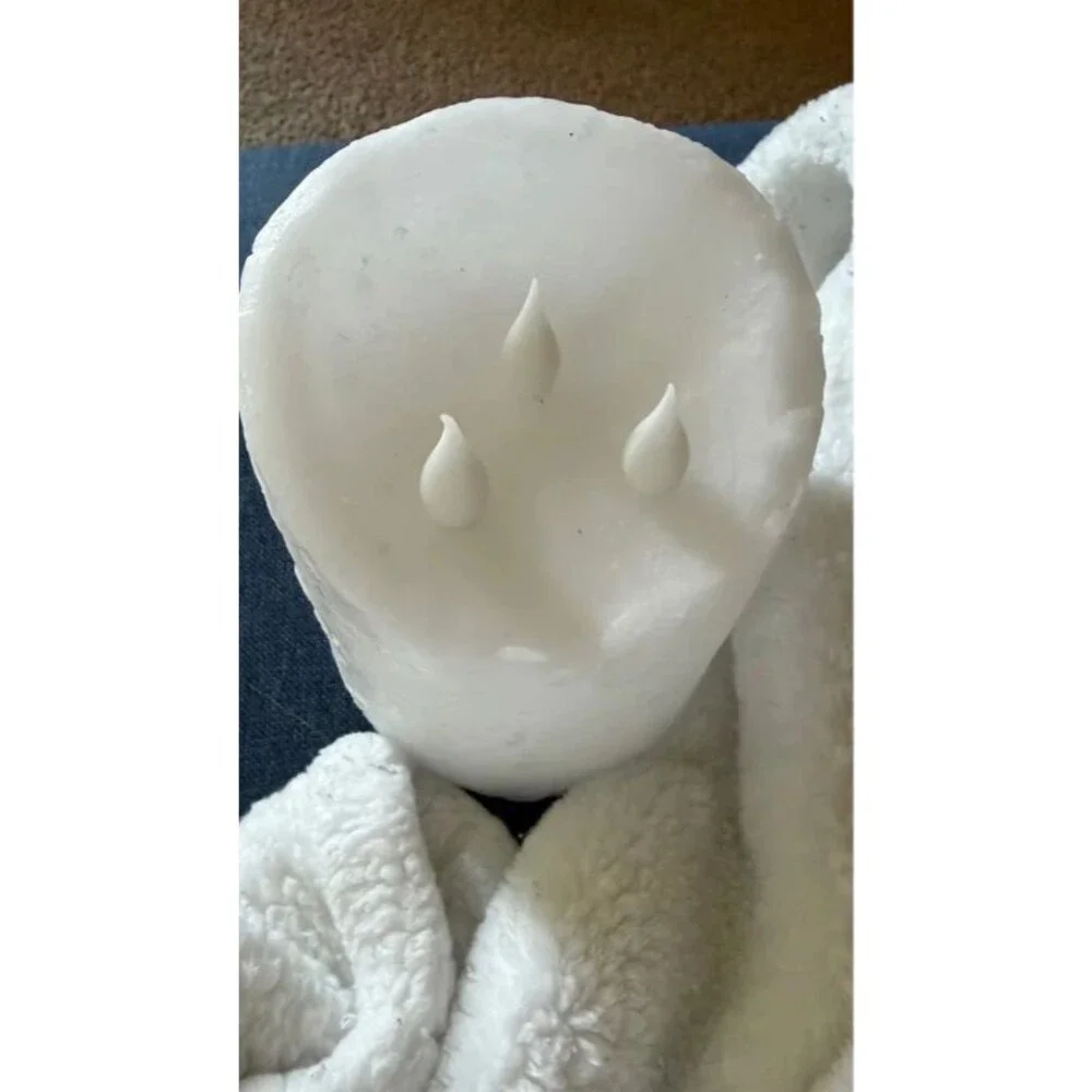 3 Wick LED Flameless Pillar Candle Battery Operated Real Wax Warm White